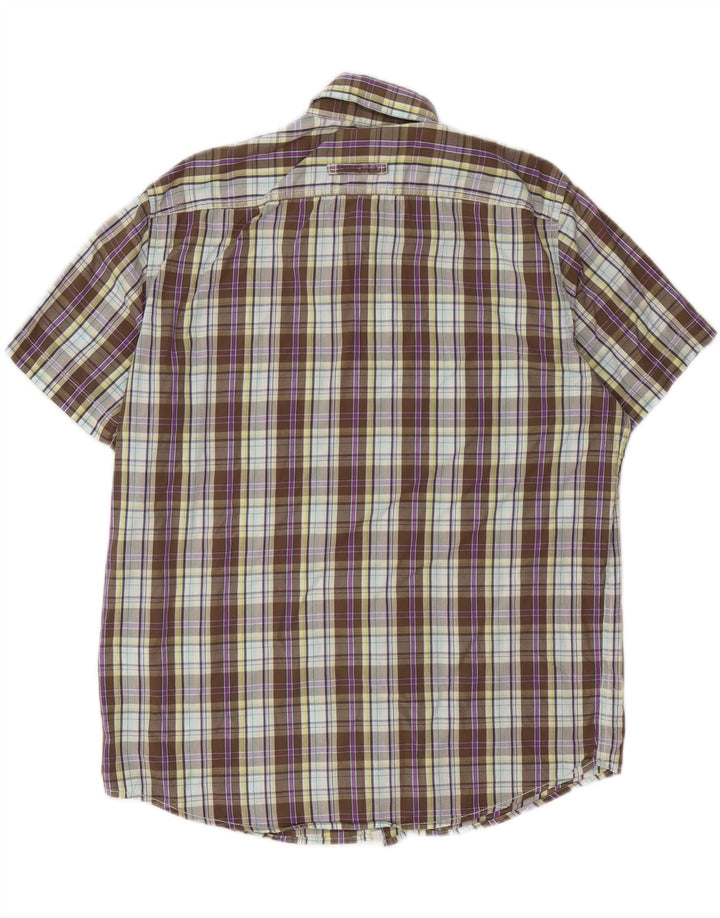 CAMEL ACTIVE Mens Modern Fit Short Sleeve Shirt Medium Brown Check Cotton