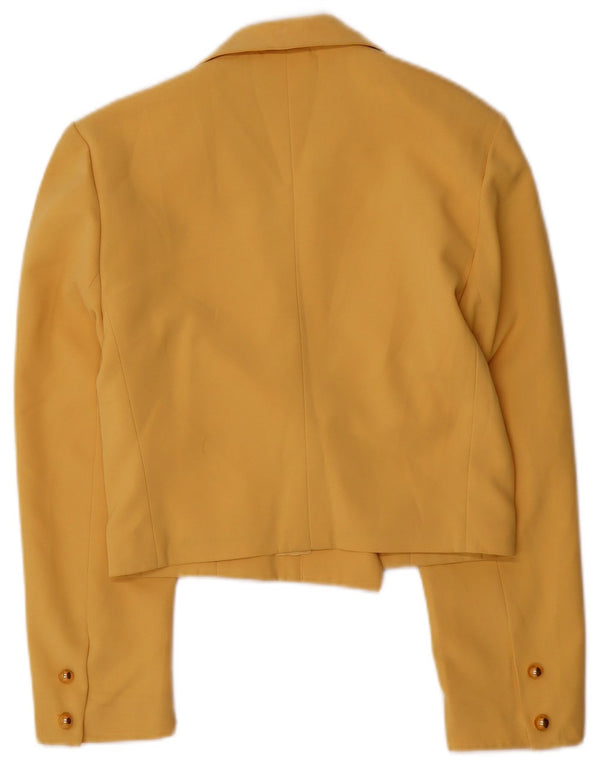 Giacca blazer doppiopetto vintage da donna IT 40 piccola gialla classica