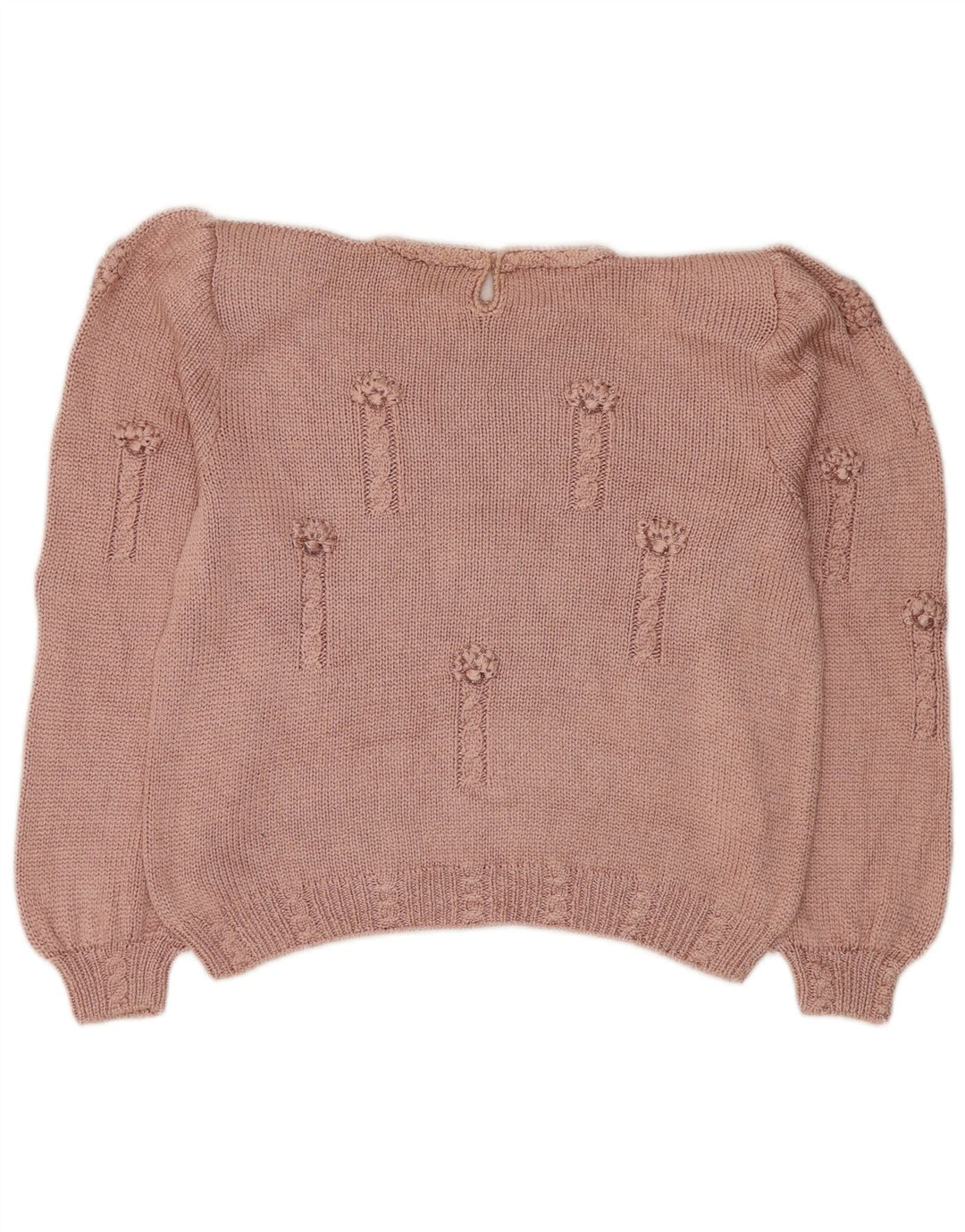 Maglione maglione girocollo corto da donna vintage UK 16 grande rosa