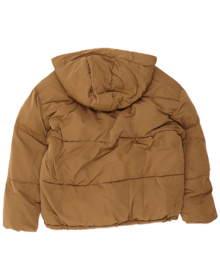 Giacca imbottita ampia con cappuccio da uomo Zara UK 36 piccola in poliestere marrone