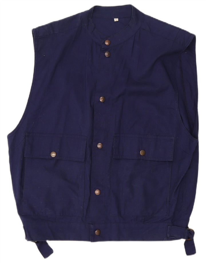 Gilet da uomo vintage UK 40 grande cotone blu navy