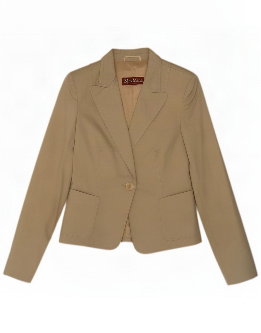 Max Mara Giacca blazer da donna a 1 bottone UK 12 Cotone beige medio