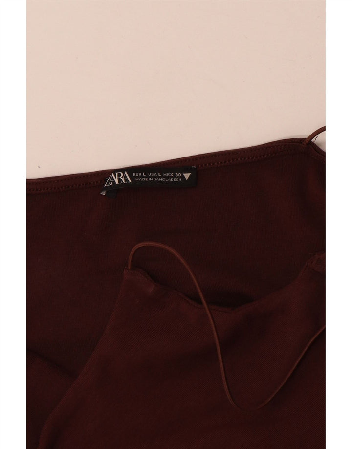 Prendisole da donna Zara UK 16 grande in cotone marrone