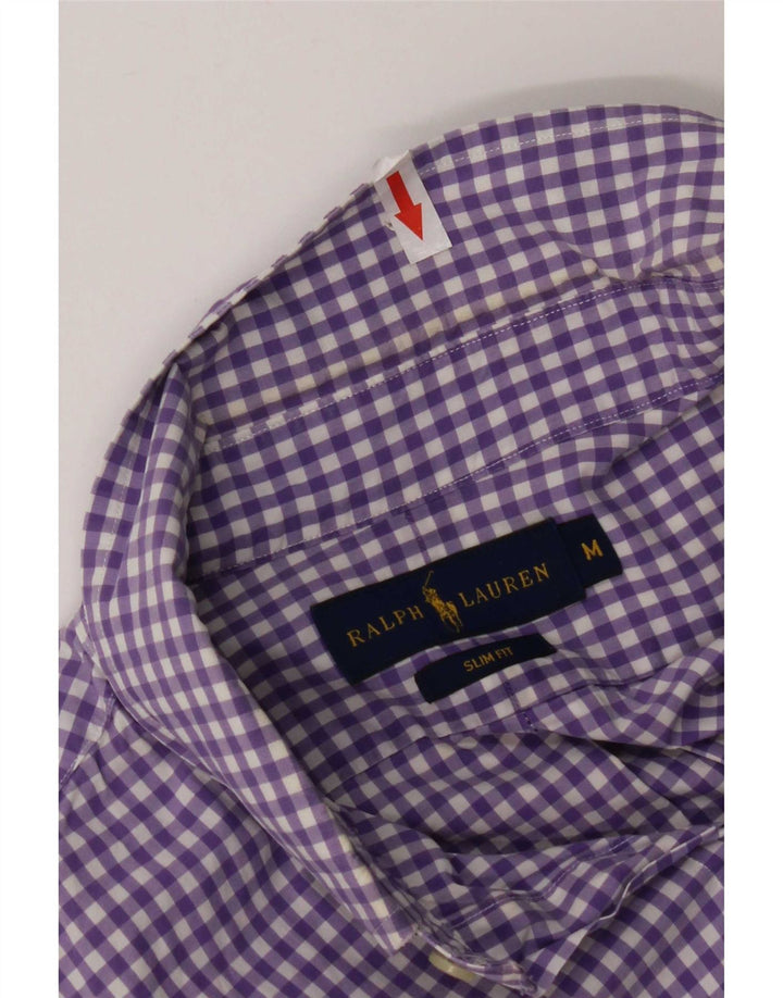 Camicia slim fit da uomo Ralph Lauren in cotone a quadretti viola medio