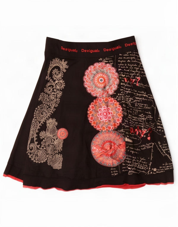 Desigual Gonna a trapezio con grafica da donna piccola W28 cotone Paisley nero