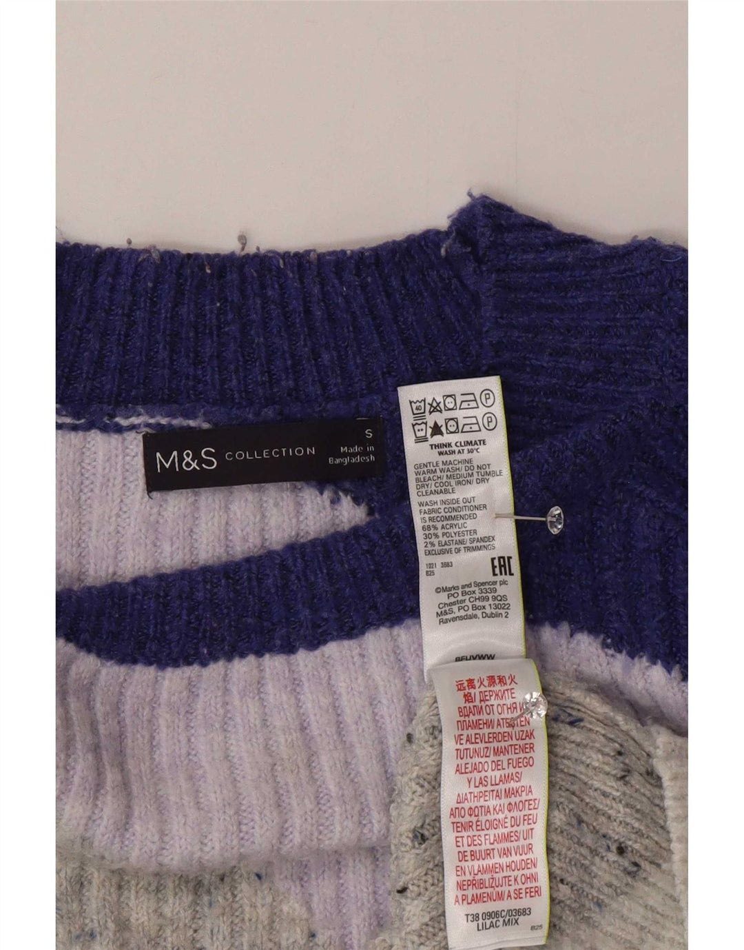 Maglione maglione girocollo corto da donna Marks & Spencer UK 10 piccolo multicolore