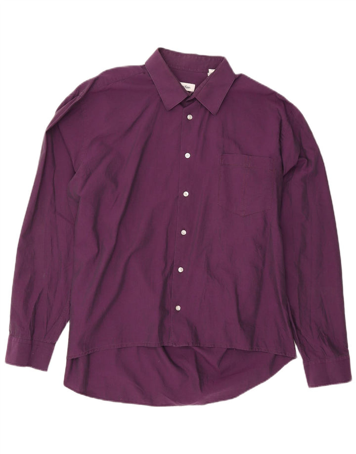 CALVIN KLEIN Camicia slim fit da uomo taglia 44 XL cotone viola