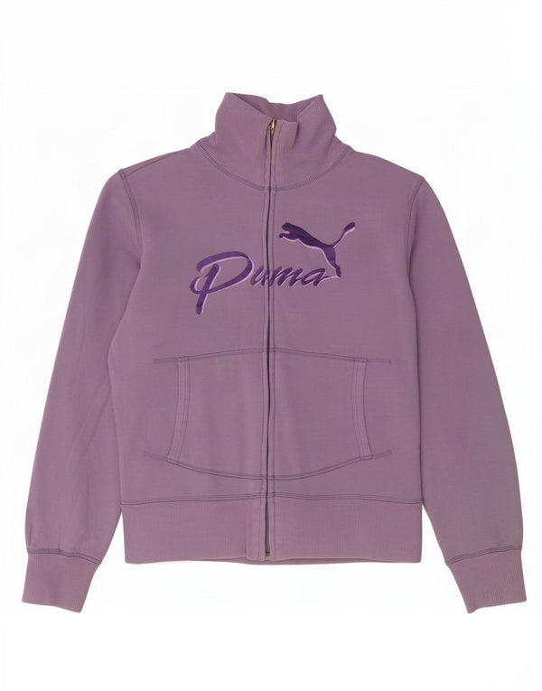 Puma Womens Graphic Tracksuit Top Jacket UK 14 Large Purple Cotton