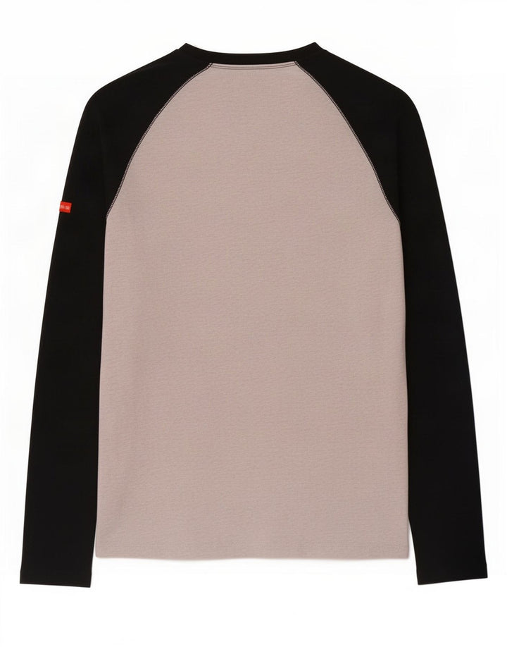 Top da uomo Superdry a maniche lunghe in cotone color block grigio medio