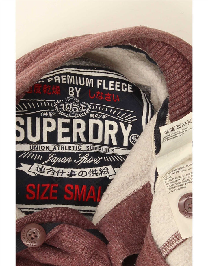 Felpa da uomo con collo abbottonato Superdry, piccola, in cotone bordeaux