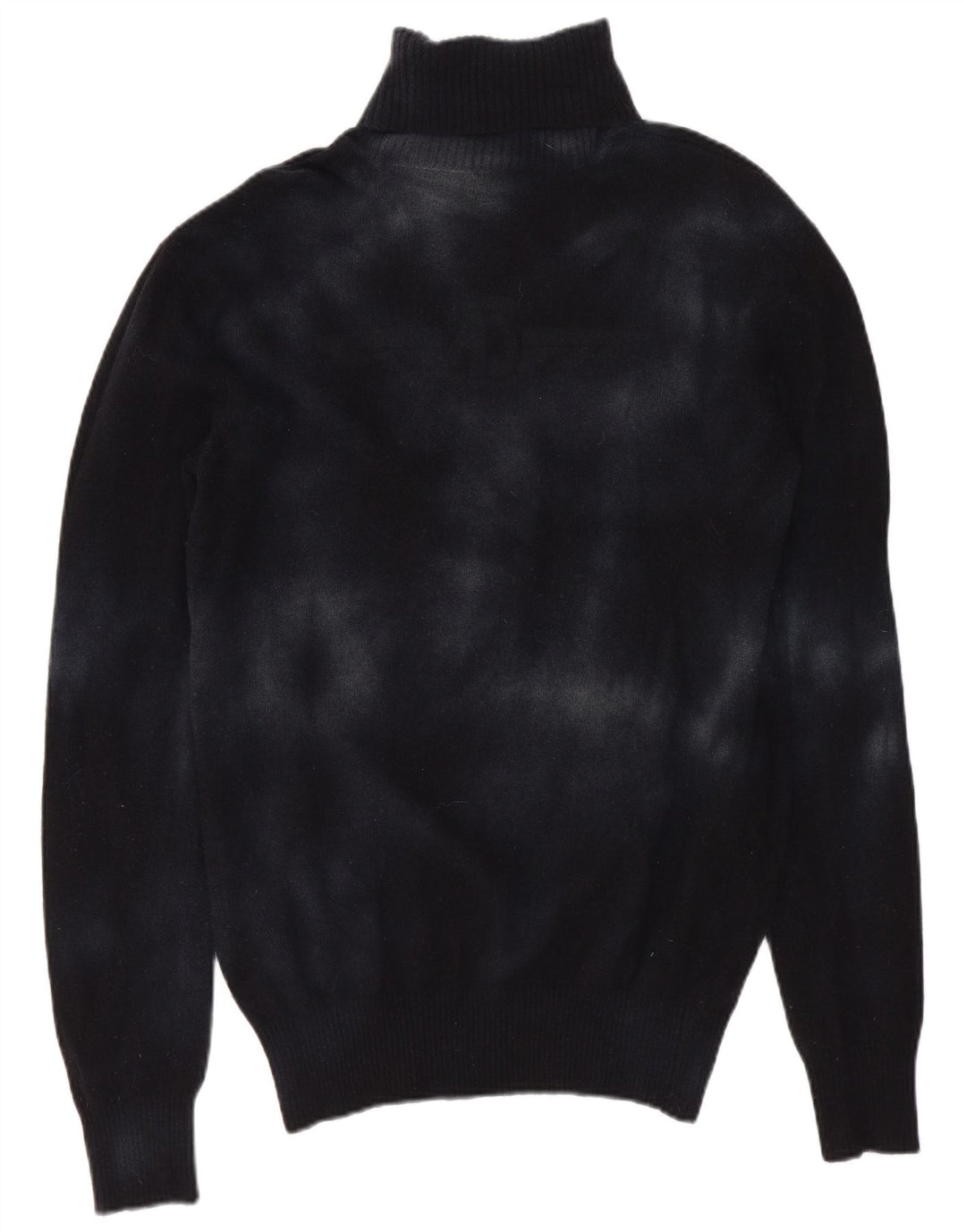 Armani Jeans Donna Maglione Maglione Collo Alto UK 10 Piccolo Blu Navy Tie Dye