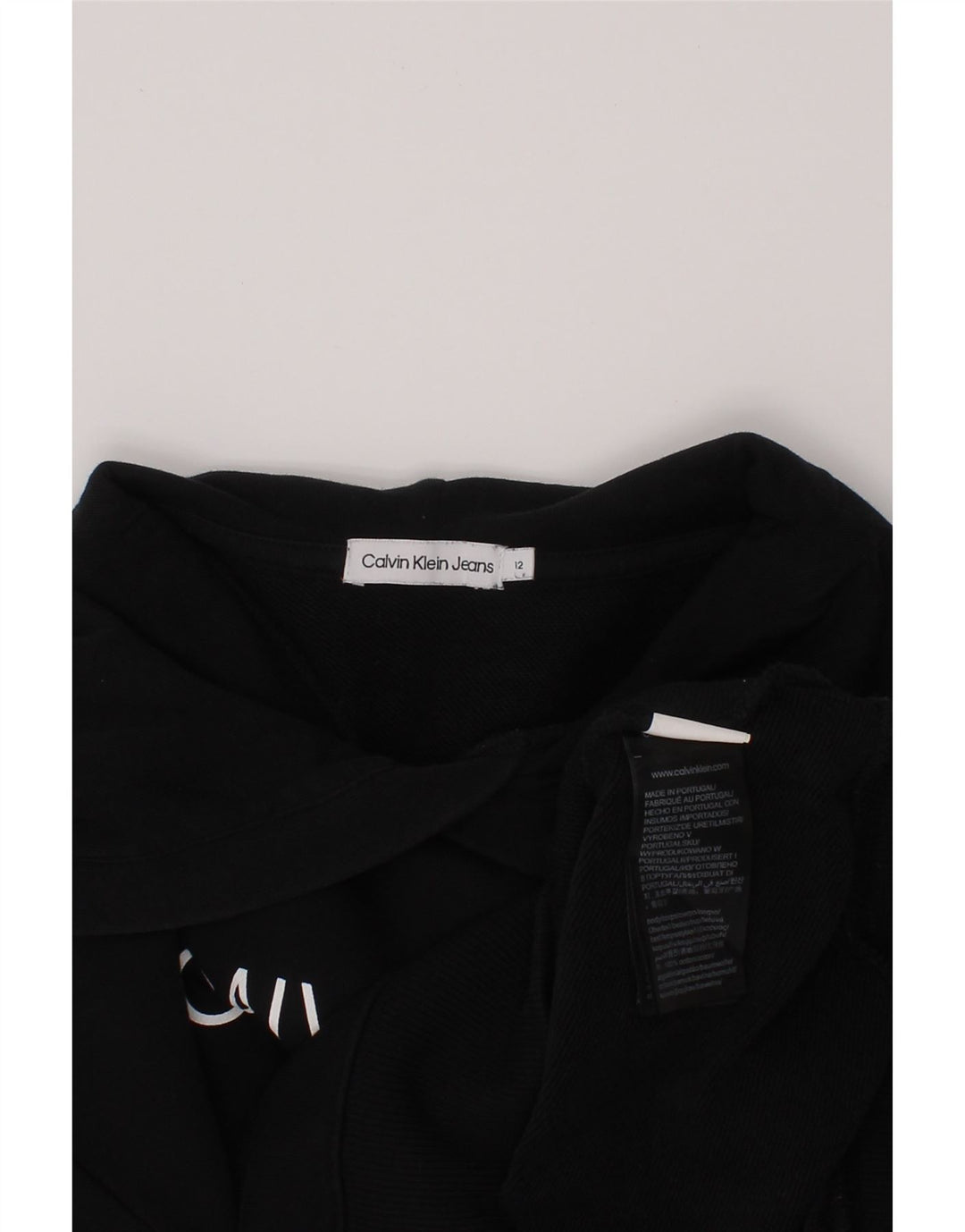 CALVIN KLEIN JEANS Maglione corto con cappuccio grafico per ragazze 11-12 anni Nero