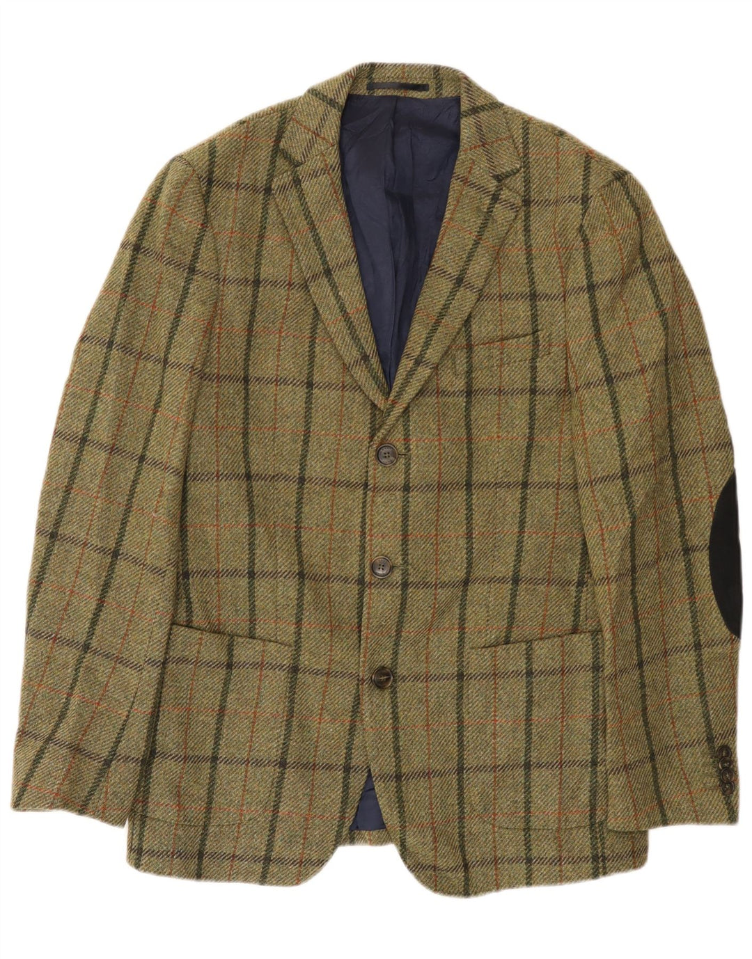 Giacca blazer da uomo a 3 bottoni Gant IT 50 grande lana a quadri kaki