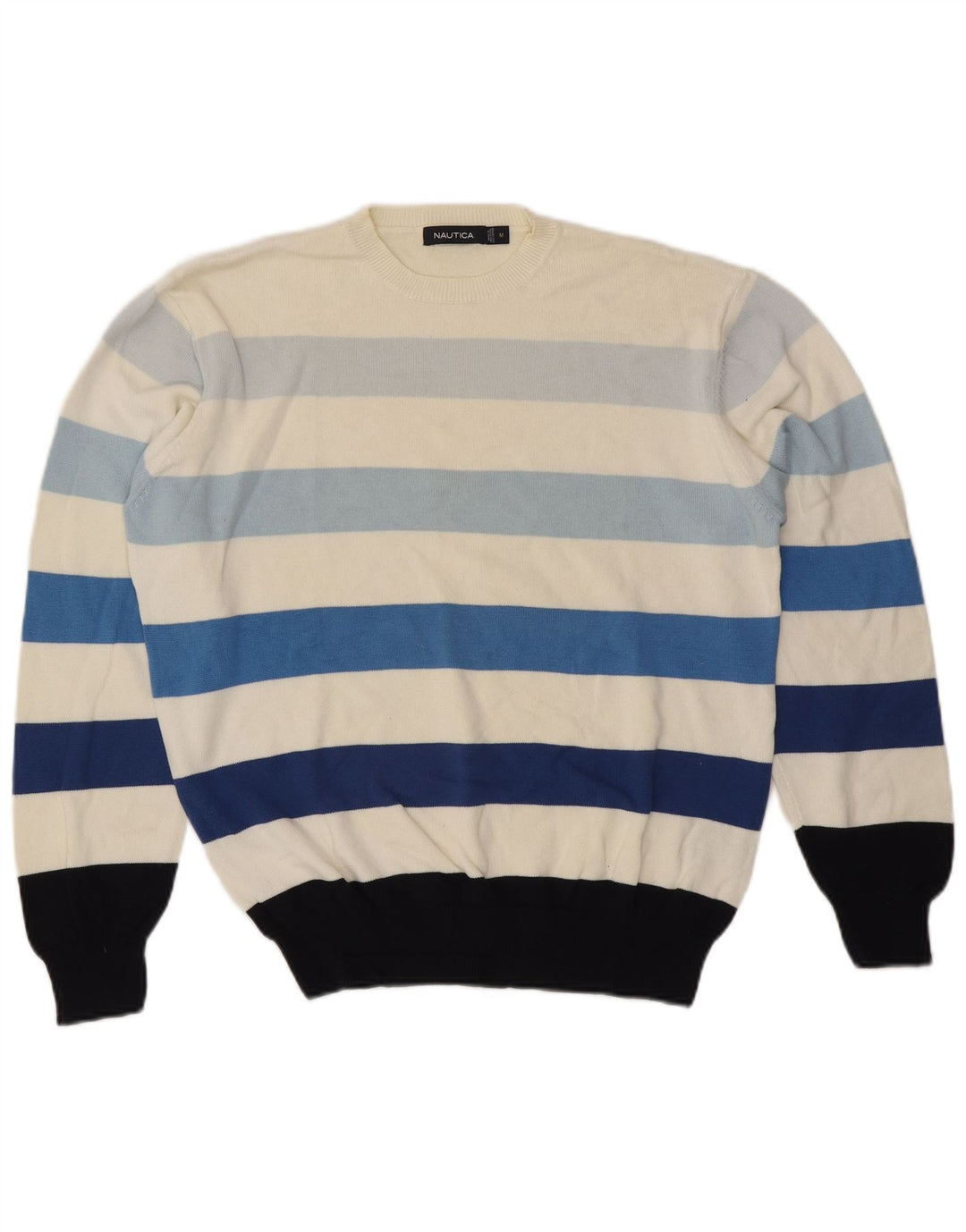Maglione da uomo girocollo Nautica in cotone a righe bianco sporco medio