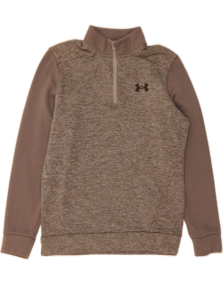 UNDER ARMOUR Mens Zip Neck Sweatshirt Jumper Small Grey Polyester Vintage Under Armour and Second-Hand Under Armour from Messina Hembry 