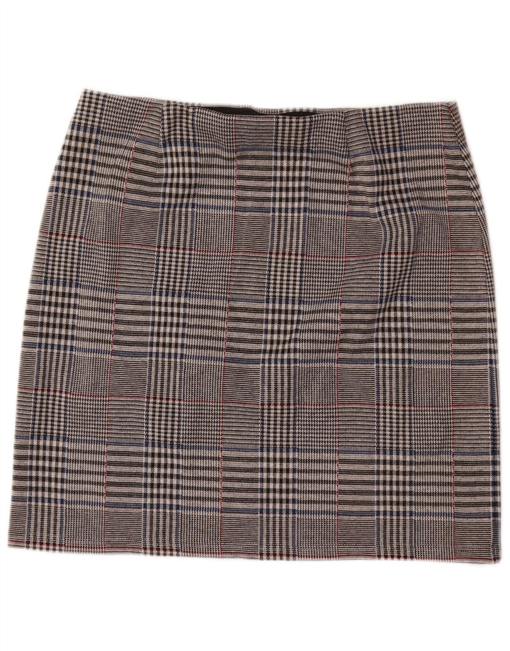 Gonna dritta da donna Marks & Spencer UK 14 Large W32 Poliestere a quadri grigio