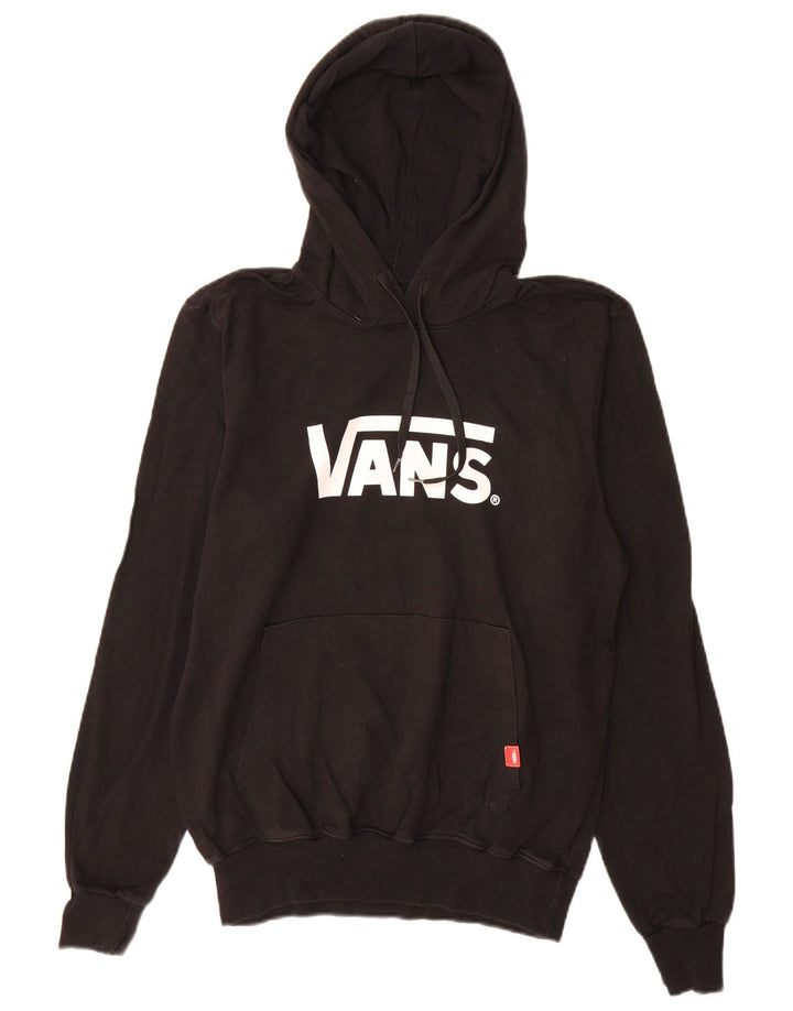 Felpa con cappuccio grafica da uomo Vans grande in cotone nero