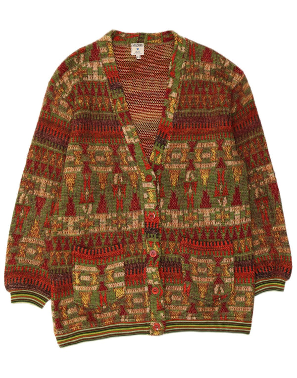 MOSCHINO Womens Cardigan Sweater UK 14 Medium Multicoloured Geometric