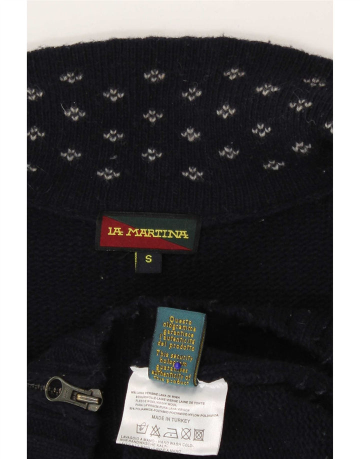 Maglione cardigan da uomo La Martina piccolo blu navy in lana vergine