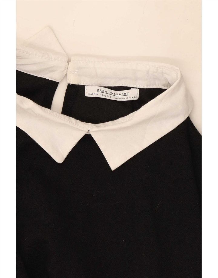 Abito a trapezio da donna Zara con maniche a 3/4 UK 12 blocco colore nero medio