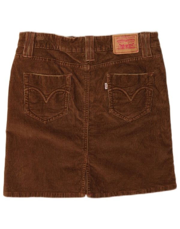 Mini gonna in velluto a coste da donna Levi's US 3 Small W30 in cotone marrone