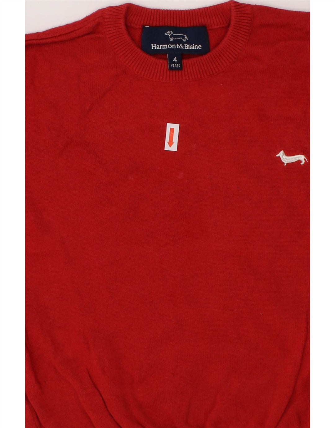 HARMONT & BLAINE Boys Crew Neck Jumper Sweater 3-4 Years Red Cotton Vintage Harmont & Blaine and Second-Hand Harmont & Blaine from Messina Hembry 