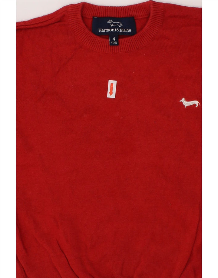 HARMONT & BLAINE Boys Crew Neck Jumper Sweater 3-4 Years Red Cotton Vintage Harmont & Blaine and Second-Hand Harmont & Blaine from Messina Hembry 