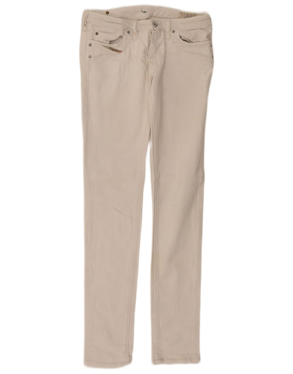 Jeans skinny a vita bassa Kycut da donna Diesel W28 L34 in cotone bianco sporco