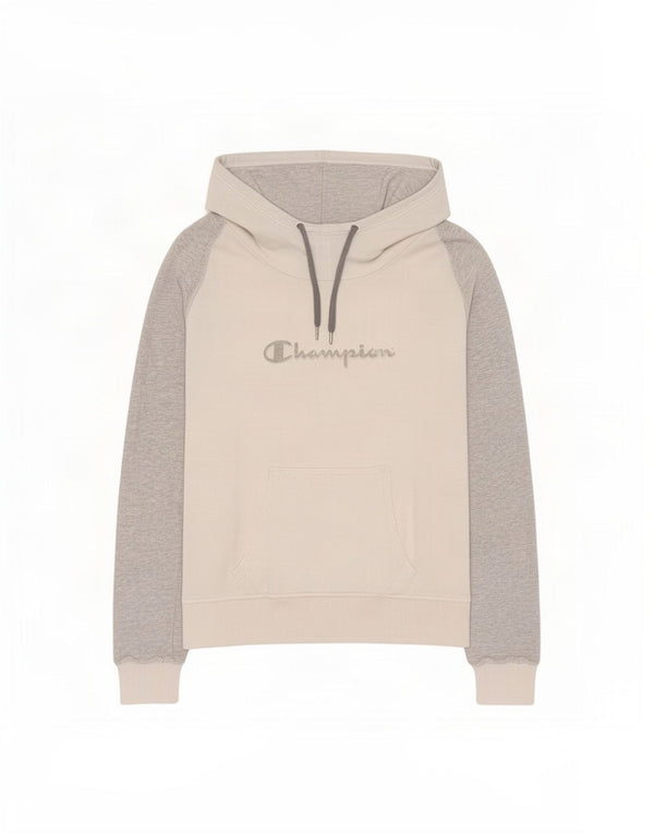 Champion Womens Graphic Hoodie Jumper UK 10 Small White Colourblock Cotton