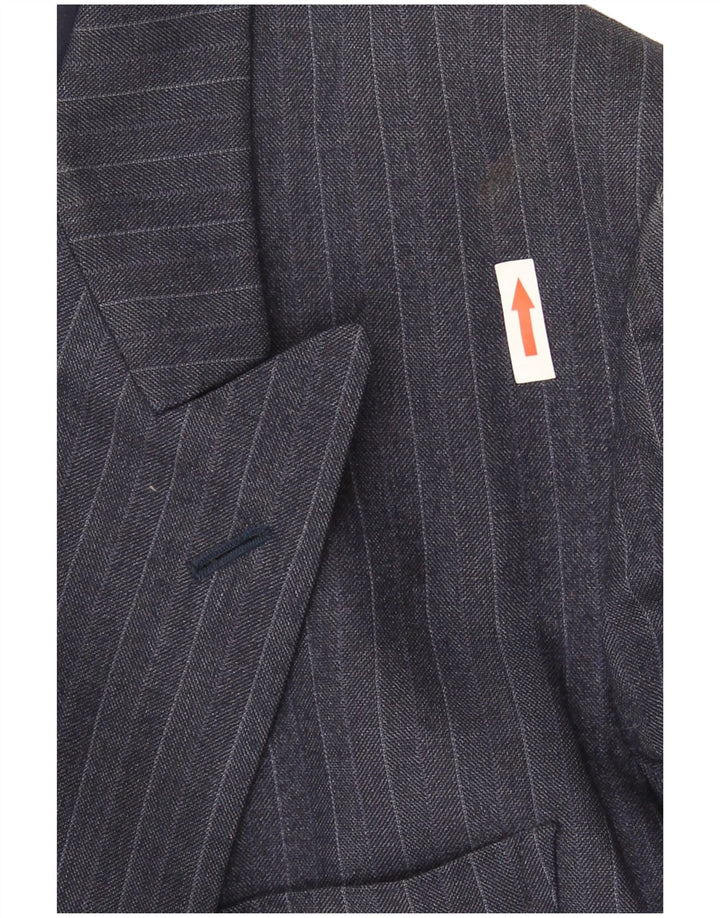 Giacca blazer doppiopetto vintage da uomo UK 38 medio blu navy a righe