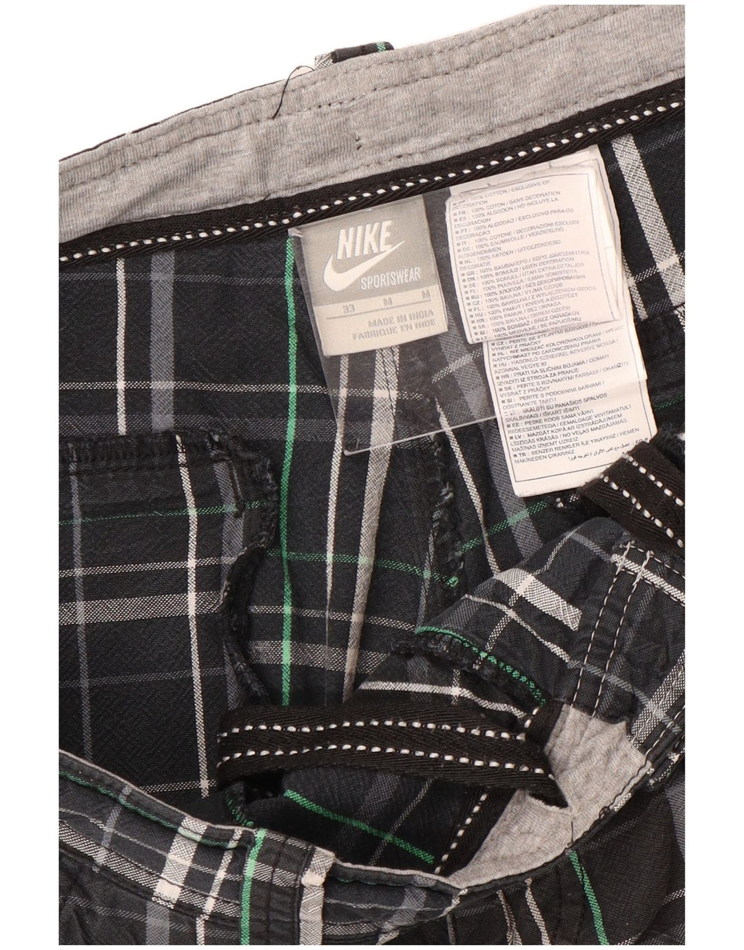 Pantaloncini casual da uomo Nike W33 Medium Black Plaid Cotton Sports