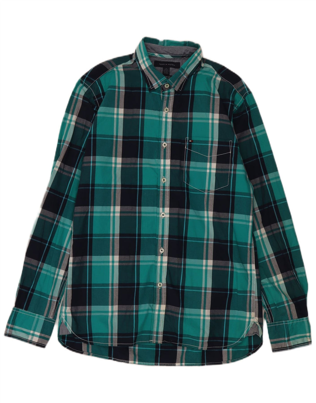 Camicia da uomo su misura Tommy Hilfiger in cotone a quadri blu medio