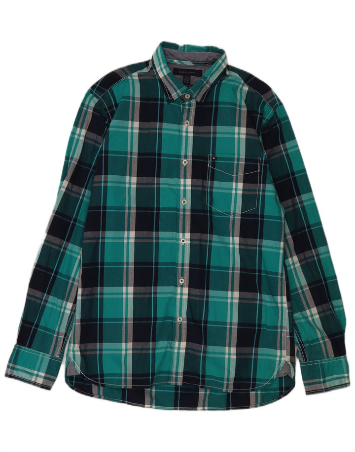 Camicia da uomo su misura Tommy Hilfiger in cotone a quadri blu medio