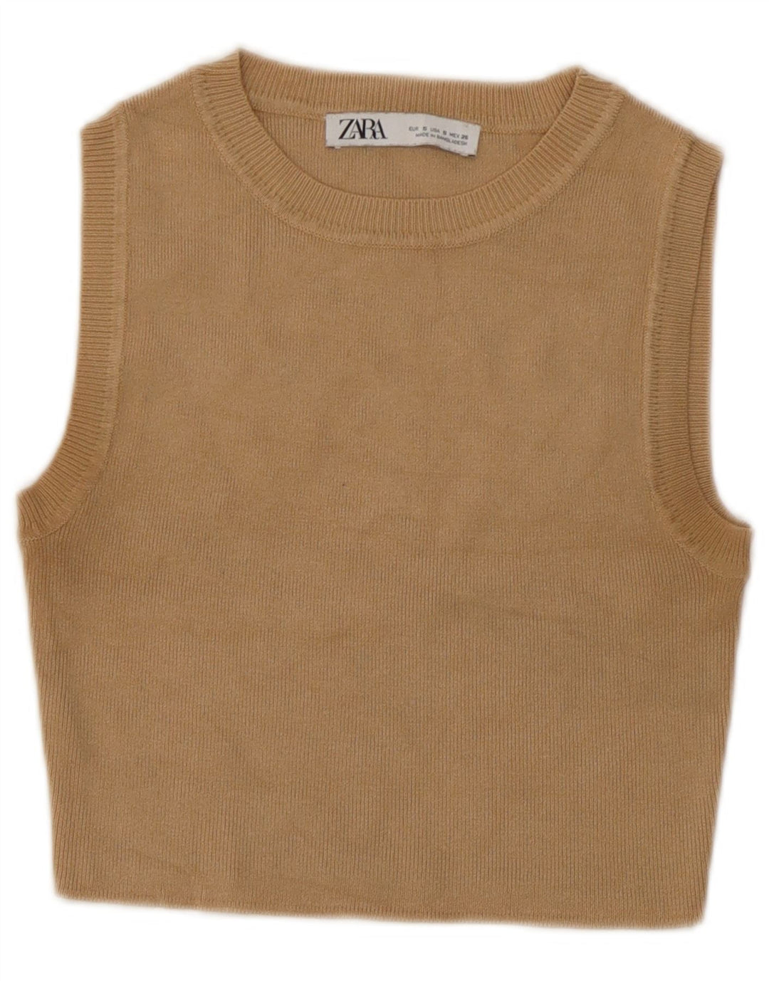 Canotta corta da donna Zara UK 10 piccola Beige