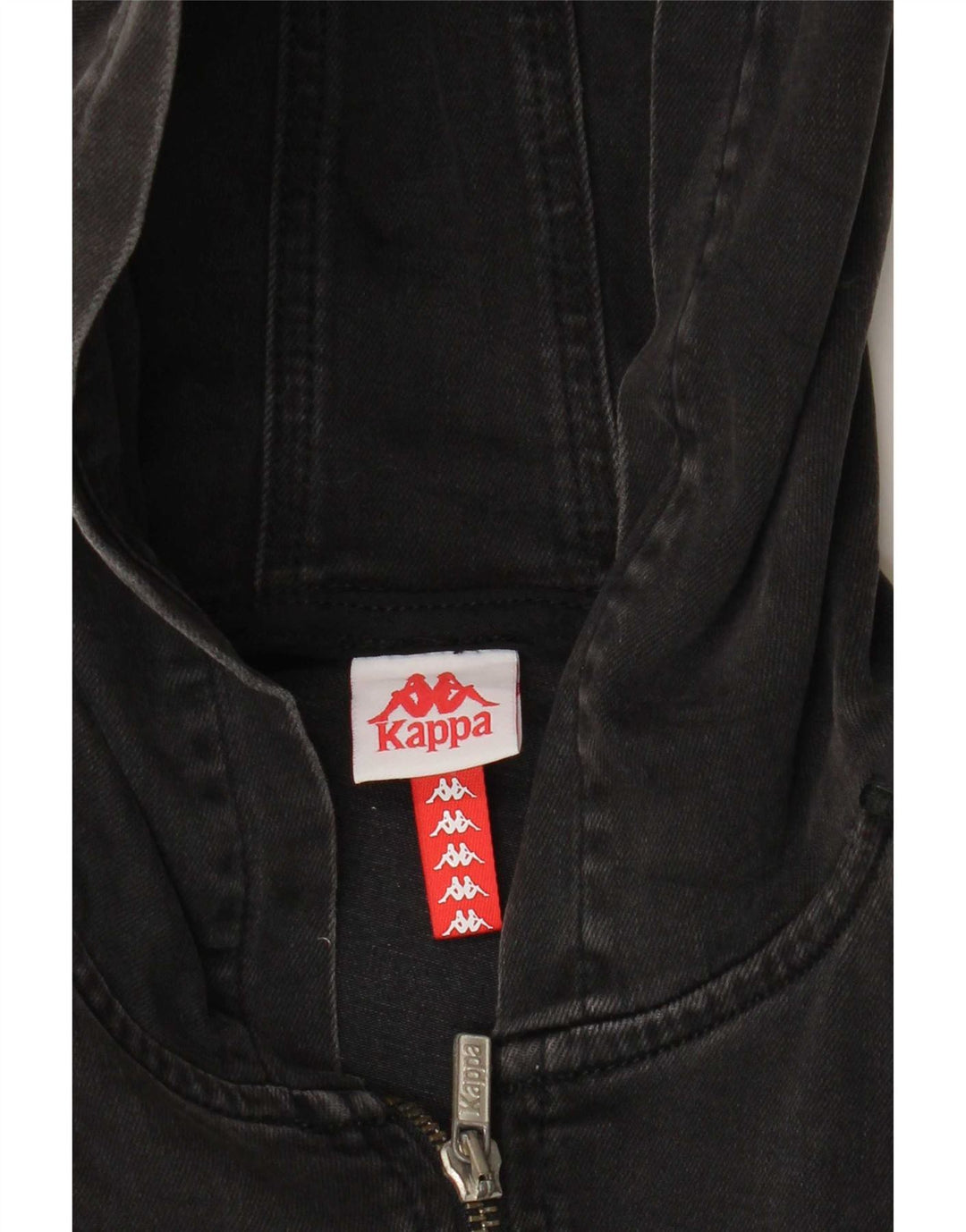 Giacca di jeans con cappuccio grafica Kappa per ragazzi 7-8 anni Grigia