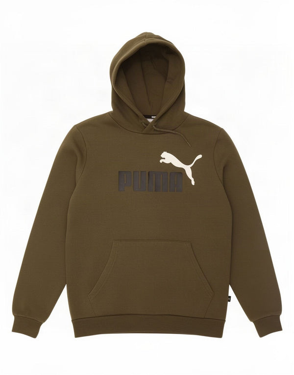 Felpa con cappuccio grafica da uomo Puma piccola in cotone kaki