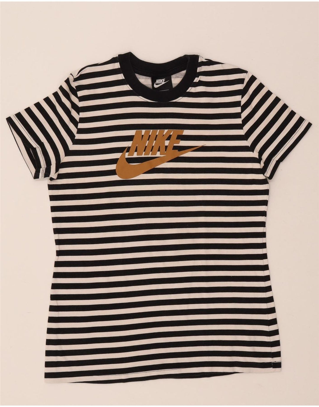 T-shirt grafica da donna NIKE Top UK 12 cotone a righe nere medie