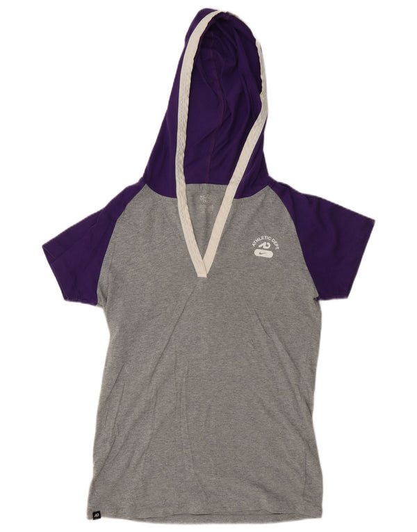 T-shirt grafica con cappuccio da donna Nike UK 12/14 Colorblock grigio medio