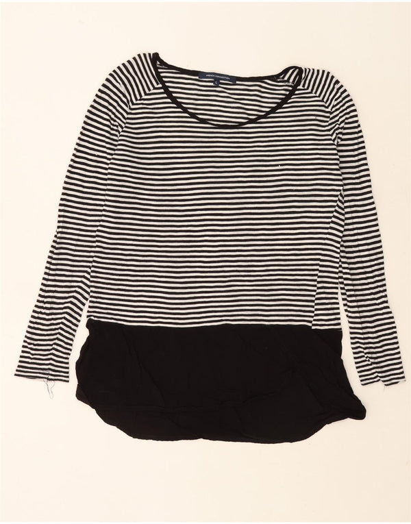 Top tunica da donna French Connection UK 16 grande cotone a righe bianche