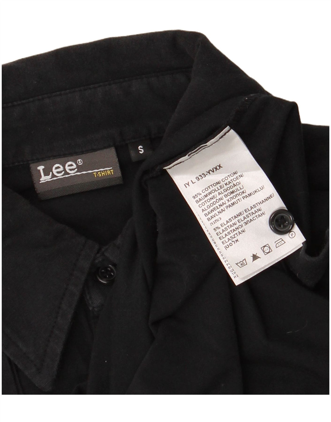 Polo grafica da donna Lee UK 10 piccola in cotone nero