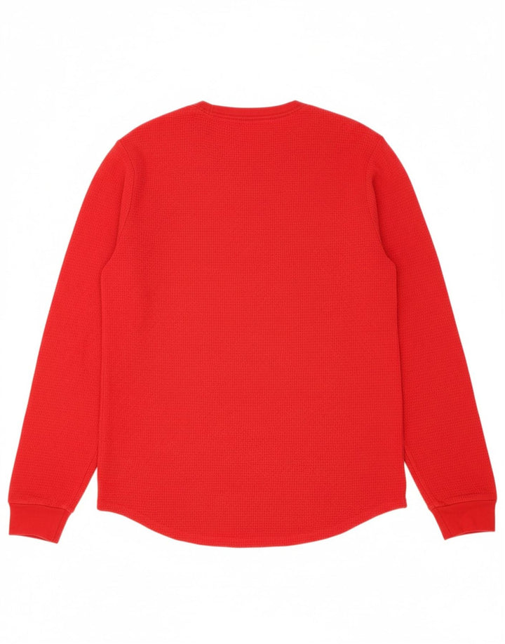 HOLLISTER Mens Graphic Top Long Sleeve UK 14 Medium Red Cotton