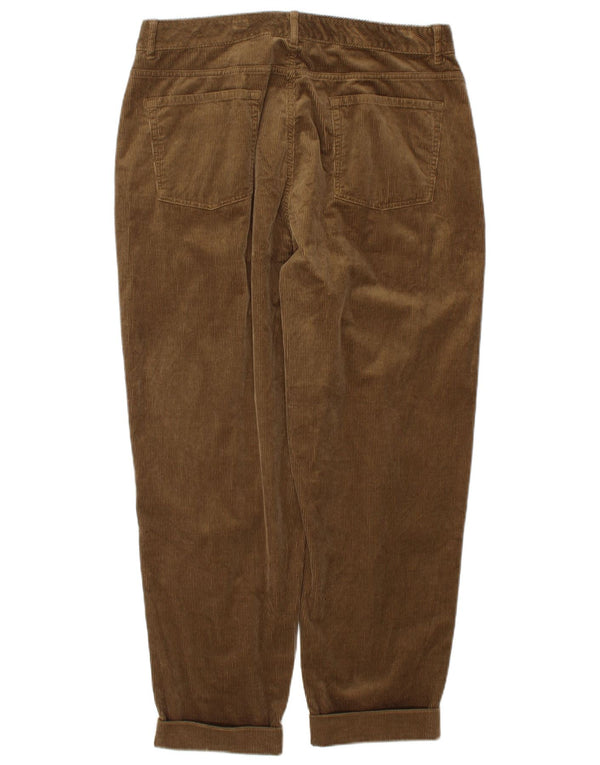 Pantaloni di velluto a coste a vita alta da donna Marks & Spencer UK 14 Large W32 L27 Bro