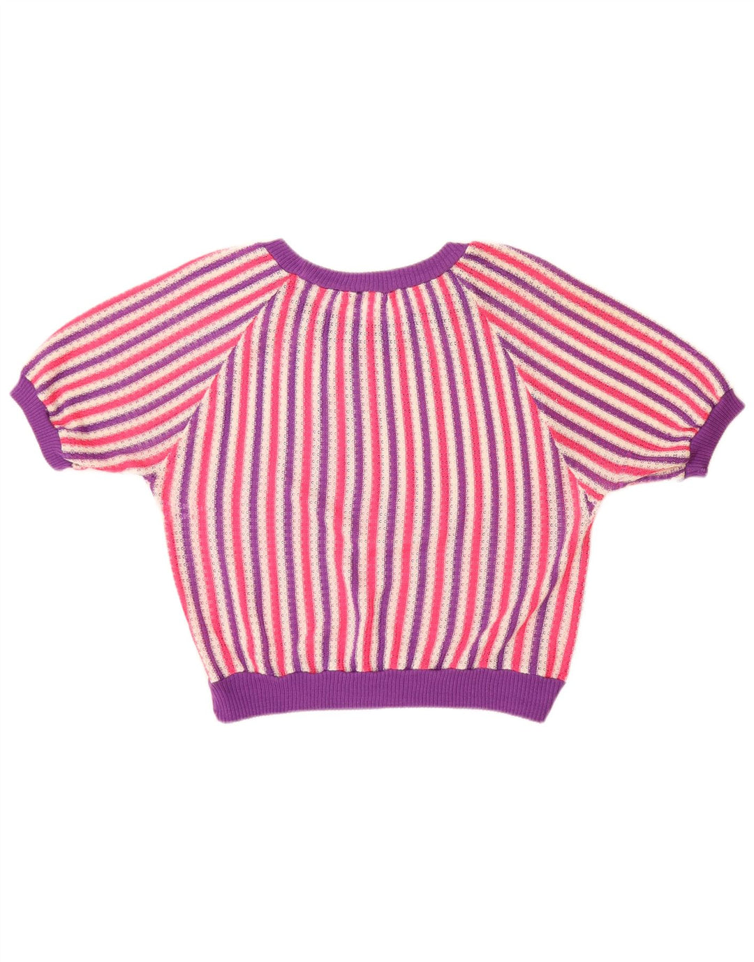 Maglione maglione con scollo a barca da donna VINTAGE UK 14 grandi strisce multicolori