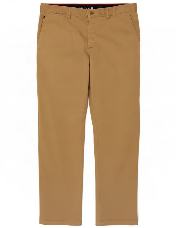 Pantaloni chino dritti da uomo Tommy Hilfiger W36 L30 cotone beige