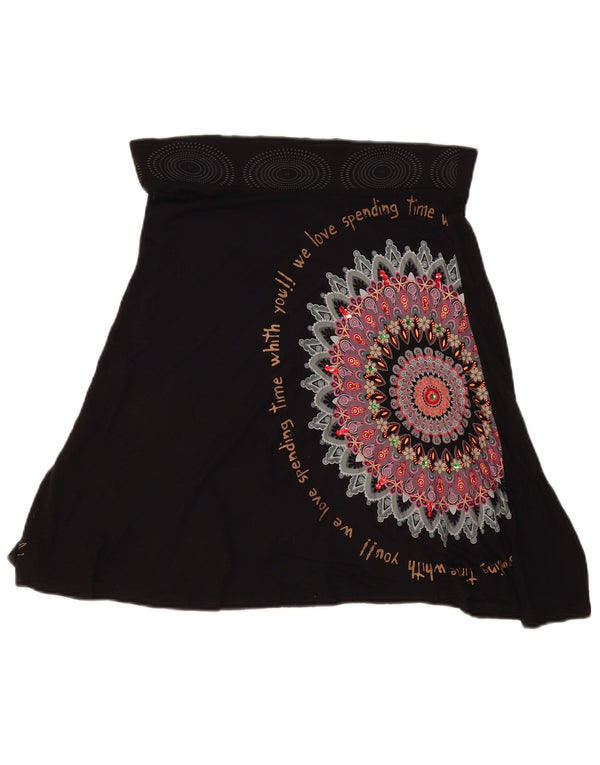 Gonna a trapezio grafica da donna Desigual W32 grande floreale nera
