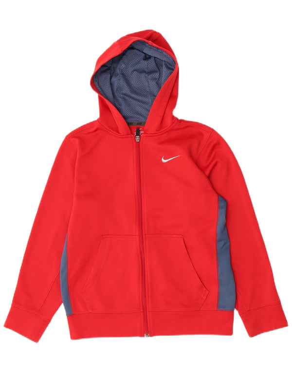 Felpa con cappuccio e zip Nike da ragazzo, 12-13 anni, grande, in poliestere color block rosso