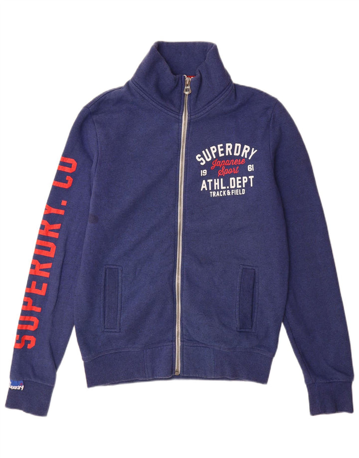 Giacca da tuta grafica da uomo Superdry in cotone blu navy medio