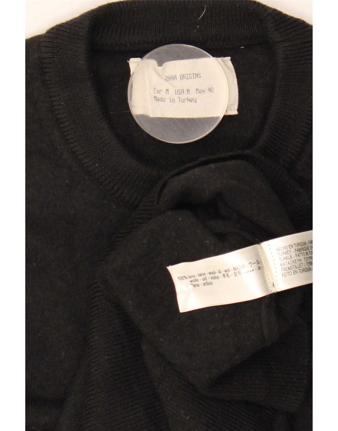 Maglione maglione girocollo da uomo Zara in lana nera media