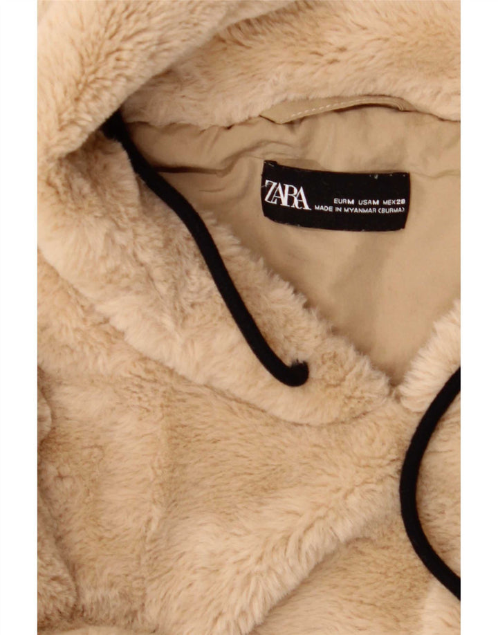 Maglione oversize con cappuccio da donna Zara con orsacchiotto UK 14 Poliestere beige medio