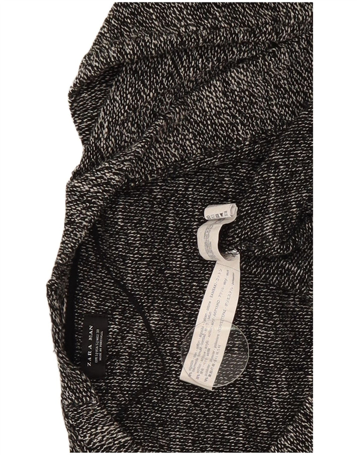 Maglione cardigan aperto da uomo Zara piccolo in cotone screziato grigio